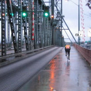 Cyclist on the Hawthorne Bridge