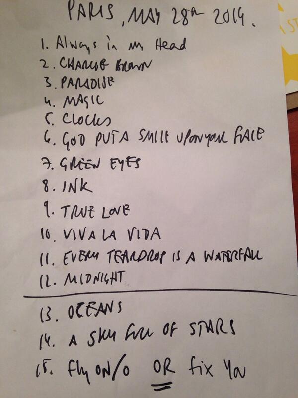 Coldplay Set List