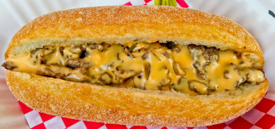 cheesesteak sandwich from the Steak Your Claim food cart