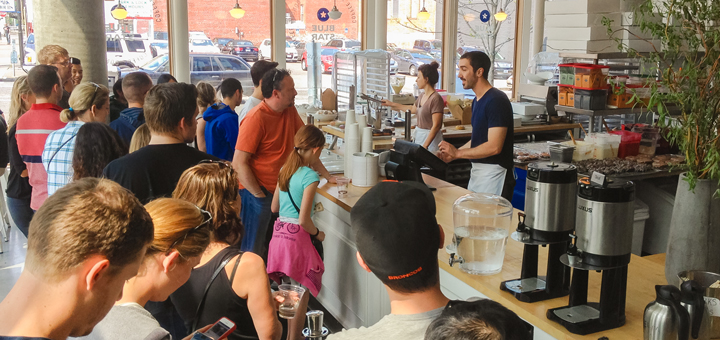 Just a typical weekend crowd at Blue Star Donuts