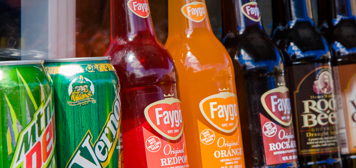Faygo pop which can be found at the Midwest Pizza Company located in the Mississippi Market Place food cart pod