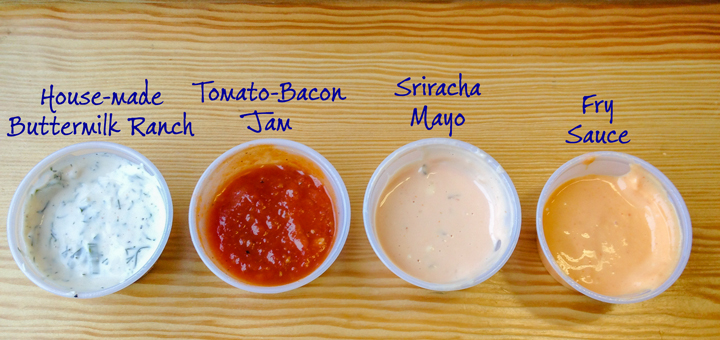 Dipping sauces from the Fry Guy food cart