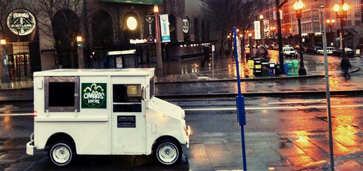 the churros locos truck outside of Providence Park in Portland Oregon