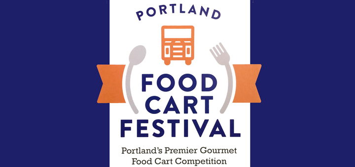 The logo for the 2015 Portland Food Cart Festival being held at the Rose Quarter Commons adjacent to the MODA Center on July 18th, 2015.