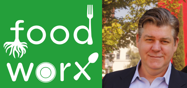FoodWorx logo with photo of Erik Wolf