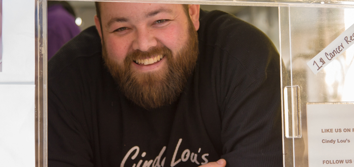 Photo of Chris Sarff owner of Cindy Lou's food cart at Happy Valley Station
