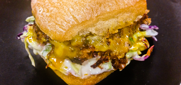 A photo of one of the sandwiches from the PDX Sliders food cart