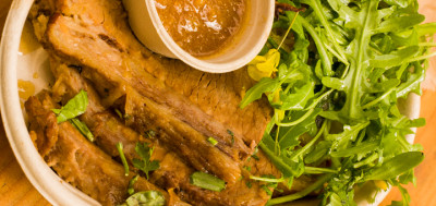 A photo of one of the dishes from the tortoise + hare food cart at tidbit food cart pod